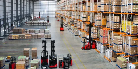 Racking and stock in a retail distribution warehouse
