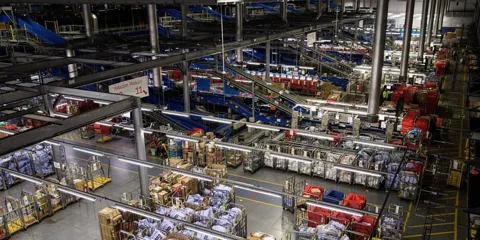 Automated sorting equipment in a postal distribution operation